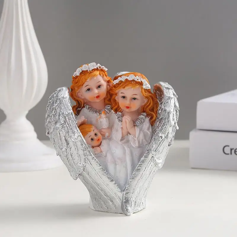 

Christian Angel Prayer Statue Creative Resin Jesus Blessed Prayer Family Angel Sculpture Figurines Desktop Decor For Den Shelf