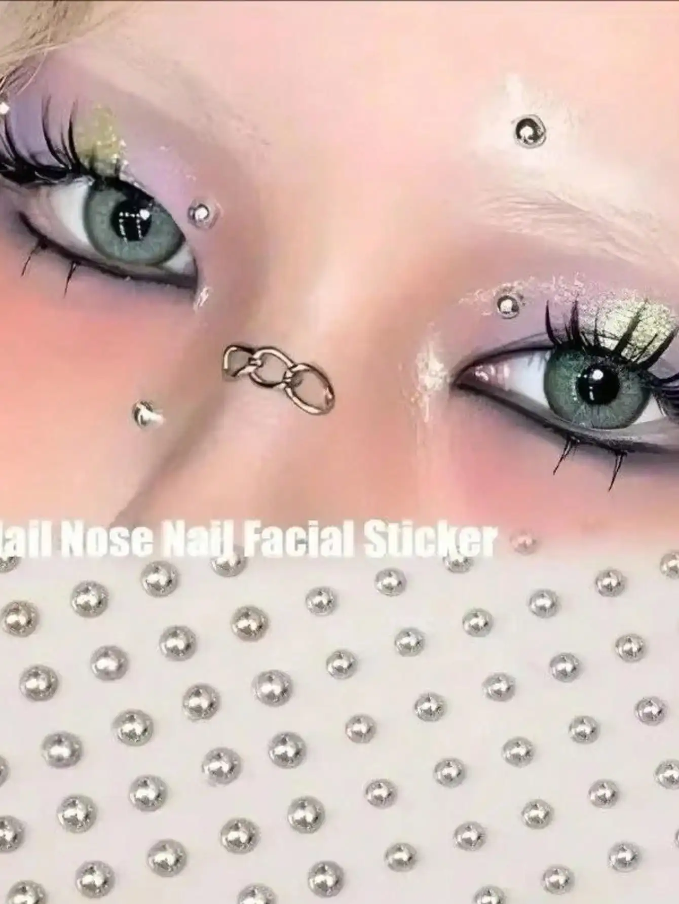 165pcs Sheet Non Piercing Magnetic Effect Self Adhesive Body Jewelry Stickers Waterproof Reusable Silver Metallic Ball Face Decals Fake Nose Stud Eyebrow Lip Stud Ear Ring For Cosplay Costume Makeup Hypoallergenic view 3