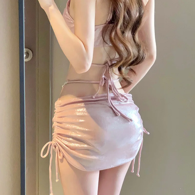 Top od bikini bez ramiączek w stylu spódnicy dla małej klatki piersiowej Seksowny strój kąpielowy typu crossbody z wkładką na klatkę piersiową Bez stalowego wsparcia dla dziewczynek