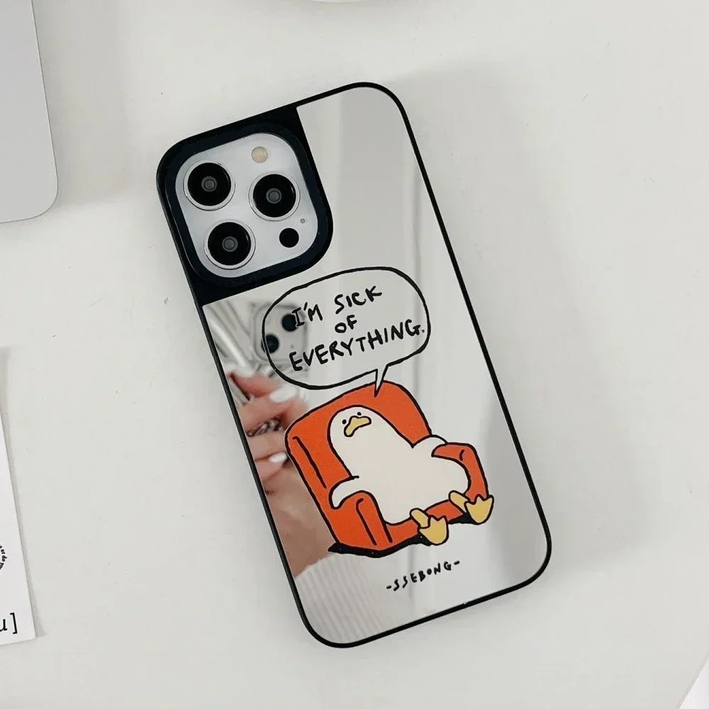 

Sick of Everything Duck Mirror Surface MagSafe Phone Case Cover for IPhone 11 12 13 14 15 16 Pro Max Case for IPhone 16 Pro Max
