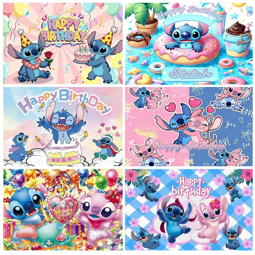 

Disney Lilo & Stitch Children's Birthday Party Decorations Background Baby Shower Banner Photography Prop Backdrop Kids Supplies