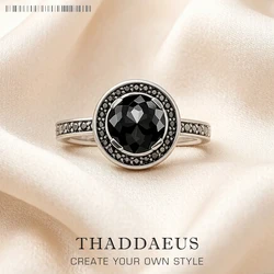 Solitaire Ring Light of Luna Black,Europe Style Glam Fashion Jewerly For Women Gift In 925 Sterling Silver