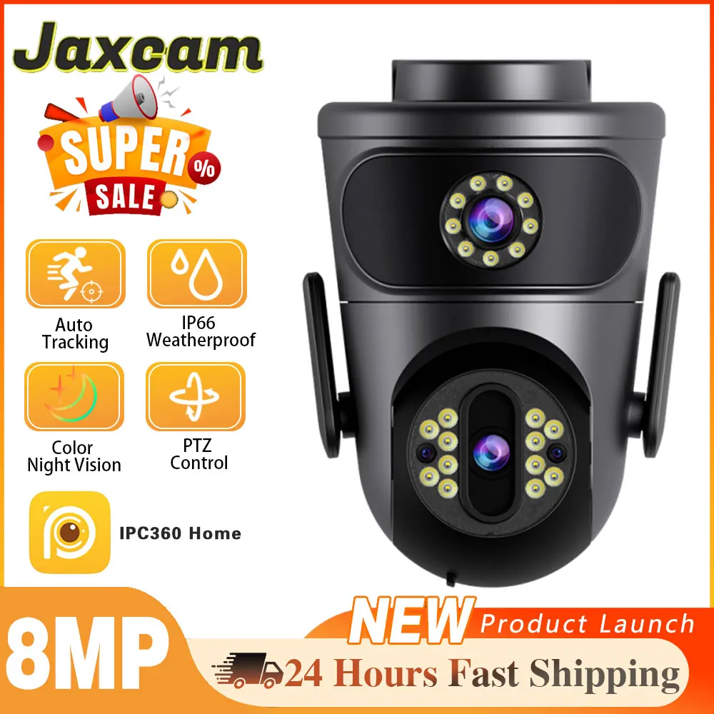 

4K 8MP Dual Lens Dual Screen WiFi Camera Outdoor Two-Way Audio CCTV Motion Detection Wireless Security IP Camera IPC 360 Home