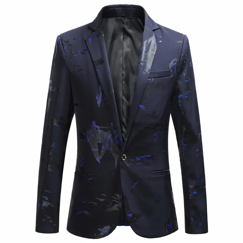 Autumn Men\'s Fashion Print Party Fashion Wedding Suit Jacket / Male Slim Fit Flower High Quality Large Size 6XL Blazer Coat