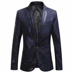 Autumn Men's Fashion Print Party Fashion Wedding Suit Jacket / Male Slim Fit Flower High Quality Large Size 6XL Blazer Coat