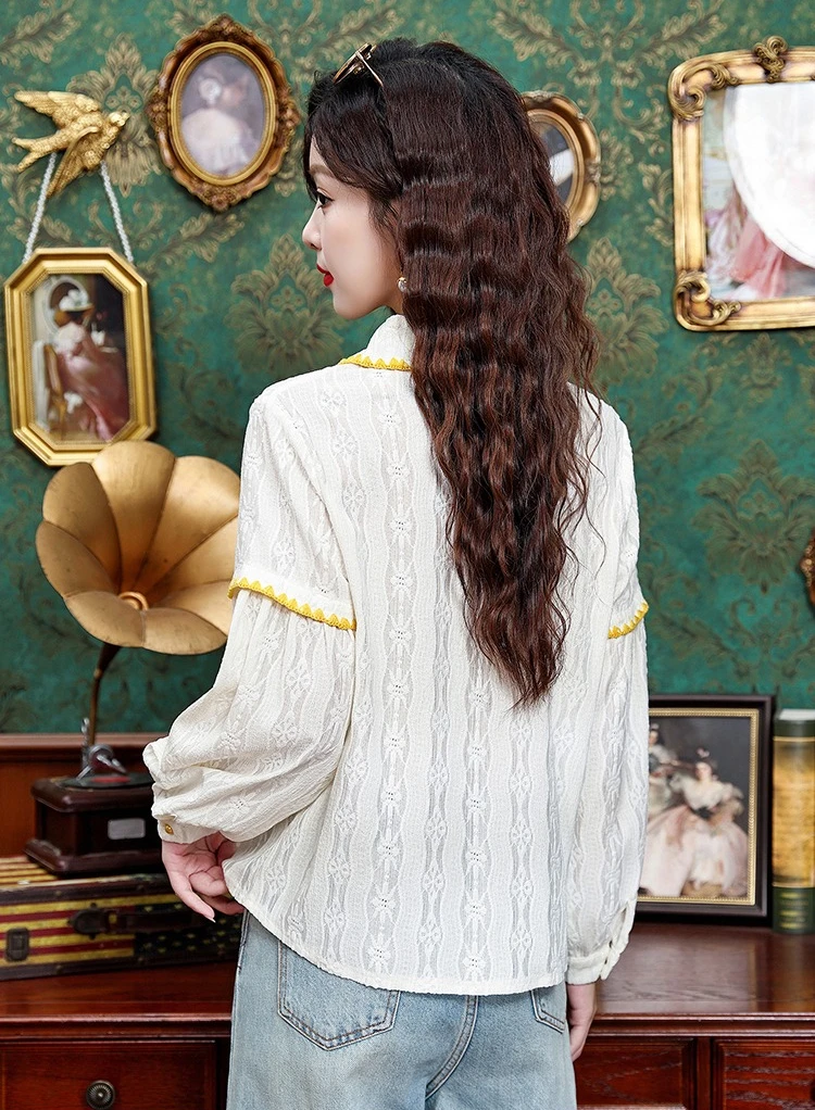 Vintage Women's Shirt Solid Casual Shirt Fashion Loose Spring/Summer Korean Clothing Long Sleeve Chiffon Women Top 6