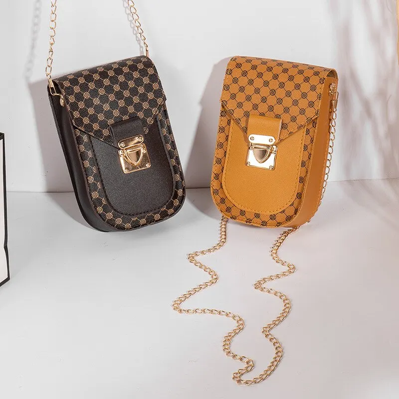 Fashion Retro Small Polka Dot Bag Versatile Ladies Chain Crossbody Bags Light Luxury Chain Cross Shoulder Cell Phone Bag