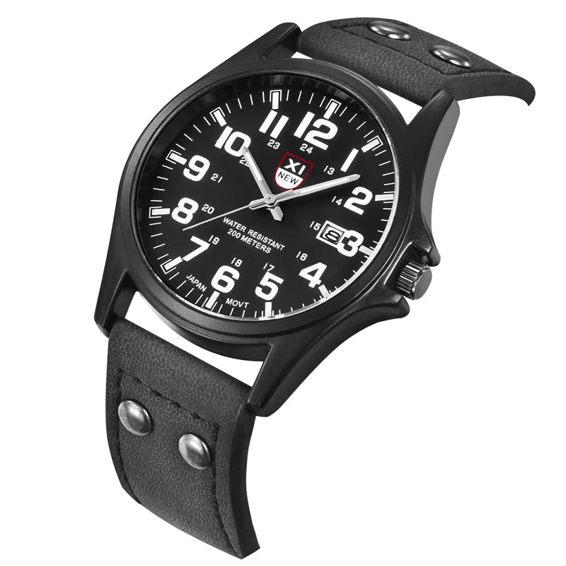 Relojes baratos para hombres, reloj de pulsera de cuarzo deportivo con fecha militar y correa de cuero de moda para estudiantes y niños, reloj Masculino Erkek Barato Saat