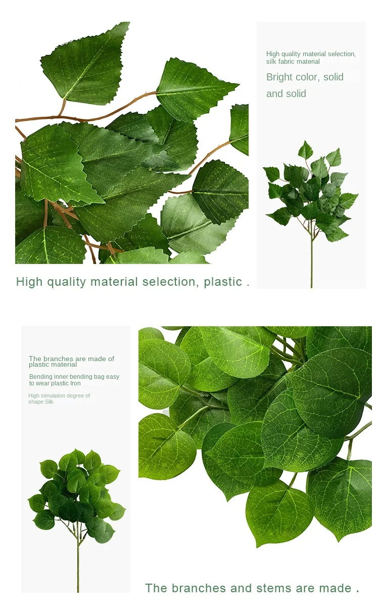 Simulierte Apfelblatt-Tisch-Blumenarrangement-Dekoration, künstliche grüne Pflanze, Eukalyptusblätter, gefälschte Pflanzen – Detail 4