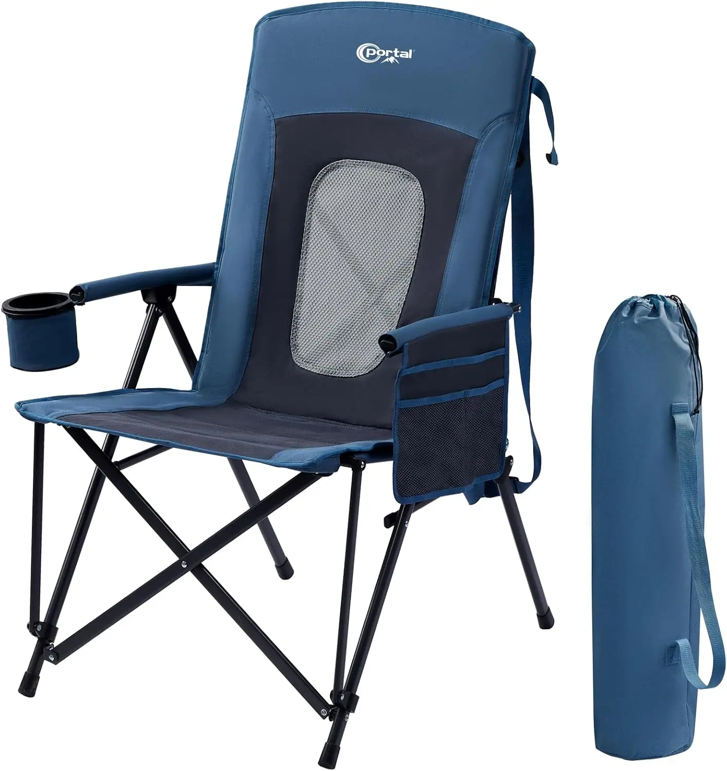 

Oversized Folding High Ba Portable Lawn Chairs For Adults Outdoor Camp Sports Hunting Fishing Backyard With Hard Armrest Cup