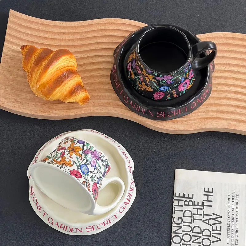 Volcano Monet Garden Vintage Floral Ceramic Coffee Mug Souvenir For Office Home Gift For Women Drinking Water Cup Porcelain