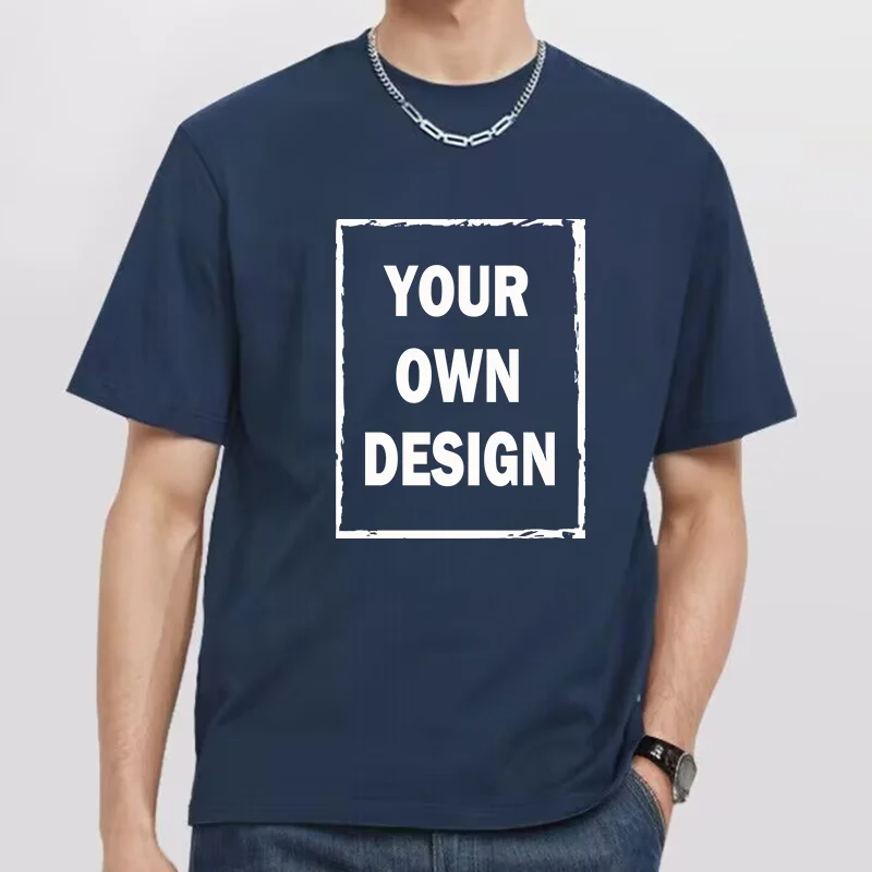 Customized Design Logo Cotton T-Shirt Men's Women's Short Sleeved DIY Team Advertisement Commemorative Top for All Seasons