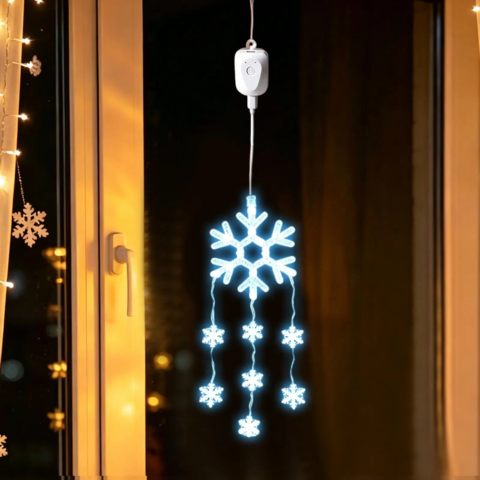 Christmas Window Light Waterproof Decorative Snowflake Lights Christmas Indoor Centerpieces For Fireplace New Year Window Sill