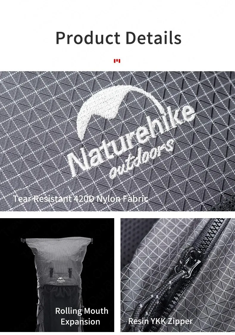 Naturehike 45L Camping Rucksack Große Kapazität Regendicht Reisetasche Ultraleicht Ergonomische Trekking Tasche Outdoor Wandern Rucksack – Detail 11