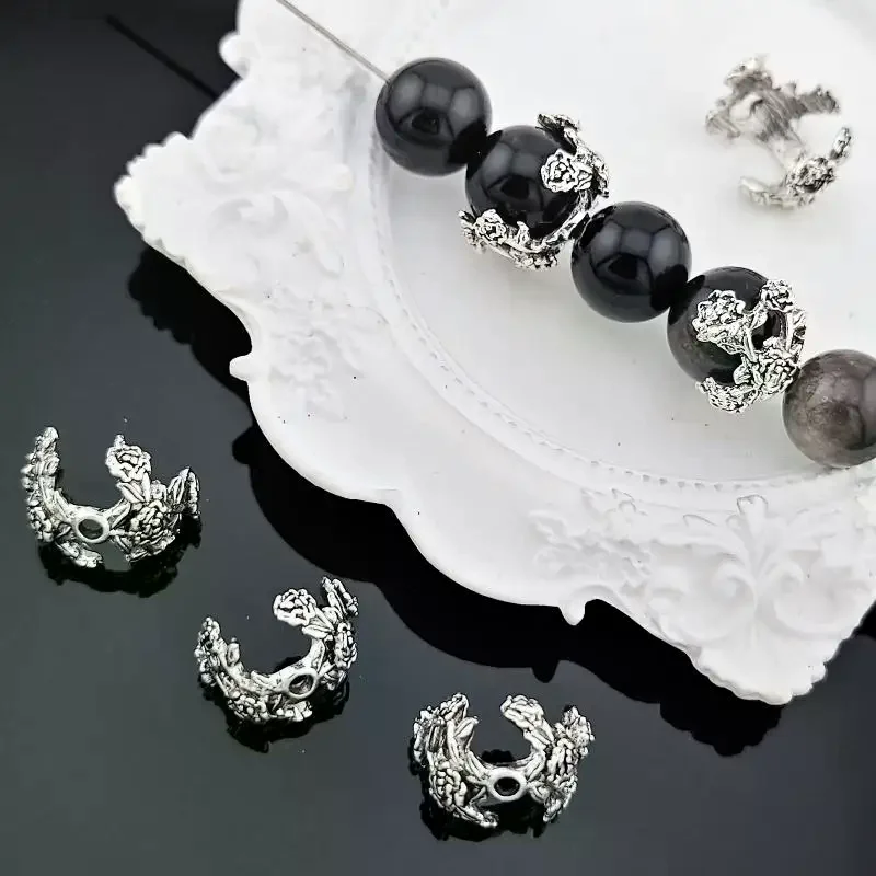 10 Pcs Zinc Alloy Rose Vine Flower Branch Spacer Beads DIY Bracelet Necklace Jewelry Making Accessories
