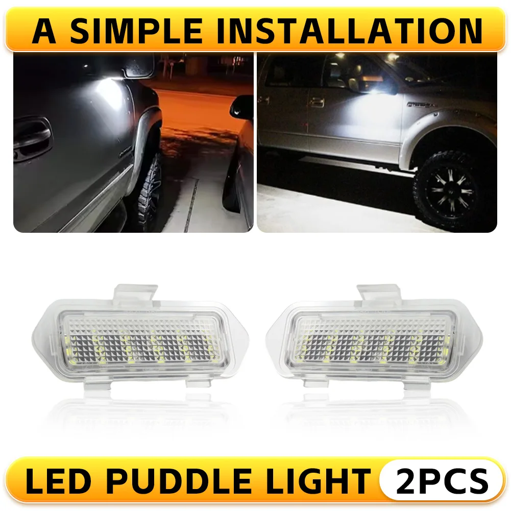 2pcs Side Mirror Puddle Light LED Lamp For Cadillac Escalade Chevy Avalanche 1500/2500 Silverado 1500/2500 Tahoe GMC Sierra Yuko