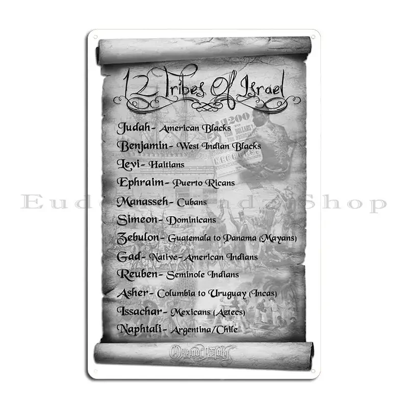 12 Tribes Chart Metal Signs Club Wall Decor Garage Printing Designing Tin Sign Poster
