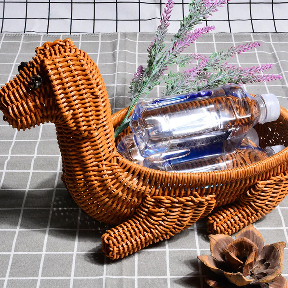 

Simulated Dog Rattan Woven Storage Home Decor Fruit Snack Container Kitchen PantryImitation Rattan Basket Woven Basket Bread