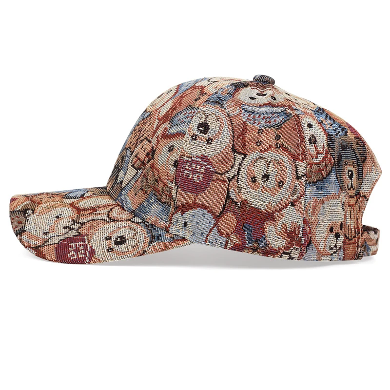 Unisex Cartoon Bear Full Print Baseball Caps Spring and Autumn Outdoor Adjustable Casual Hats Sunscreen Hat