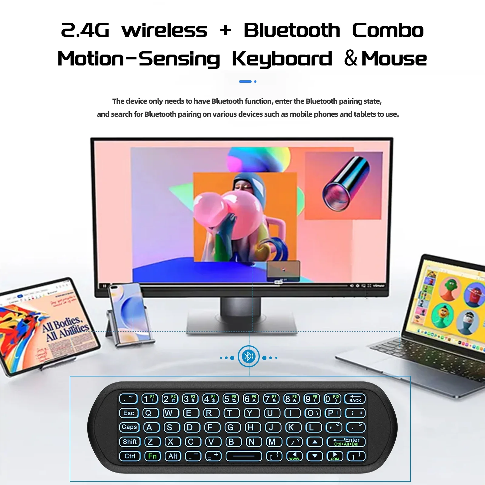 

Универсальный пульт дистанционного управления Air Mouse с подсветкой, контроллер клавиатуры Bluetooth 2,4G для Smart TV, ПК, Android TV Box, HTPC, Raspberry Pi 5