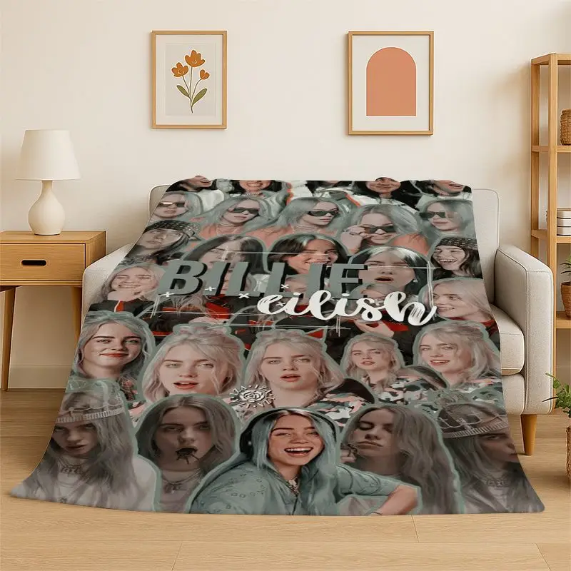 Famous Singer Billie Eilish Star Soft Flannel Throw Blanket,Warm Cozy Blanket for Bed,Couch,Sofa,Bedroom,Living Room,Travel