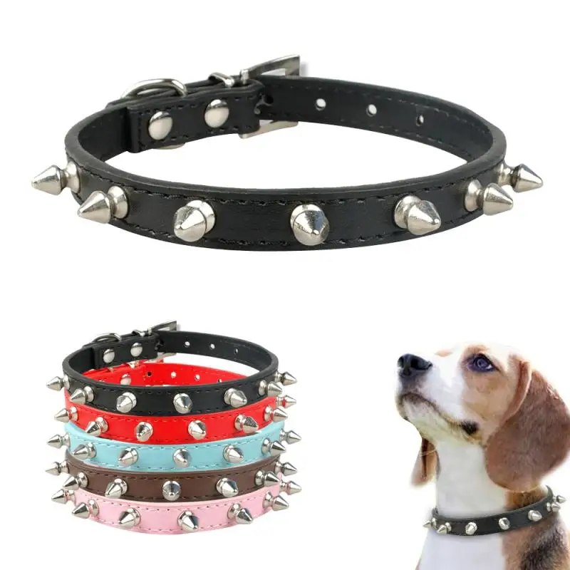 Spiked Studded Leather Puppy Dog Collars Pu For Small Medium Large Dogs Pet Collar Rivets Anti-Bite Pet Products Neck Strap