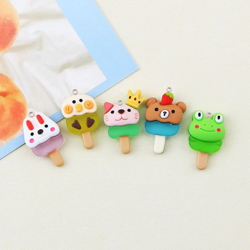 100pcs Resin Cartoon Ice Cream Charm for Jewelry Making DIY Pendant Keychain Necklace Earrings Decoration Accessories