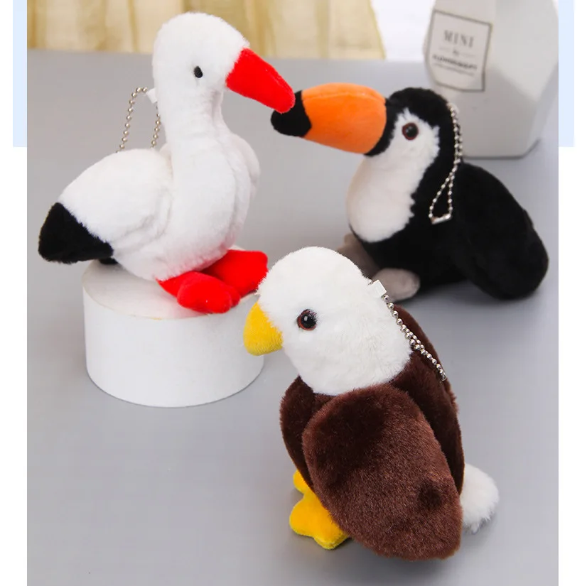 new Cute  Simulated Pelican Owl Swan Bird Doll Plush Toy Keychain Backpack Small Pendant lifelike Doll