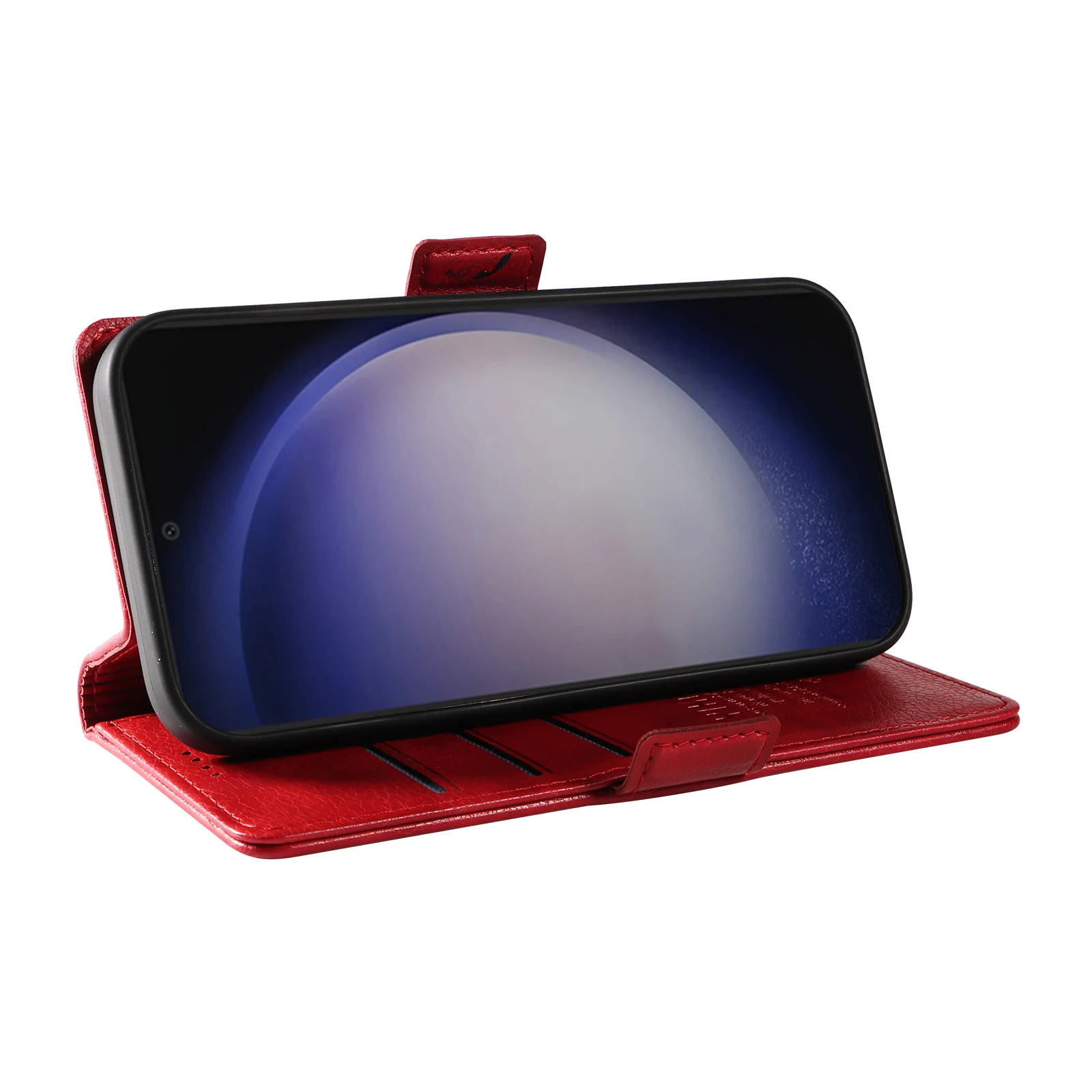 حافظة لهاتف سامسونج جالاكسي S 9 10 20 21 22 23 24 25 Plus Ultra FE ليتشي الحبوب الفاخرة بإبزيم جانبي لتخزين البطاقات والمال