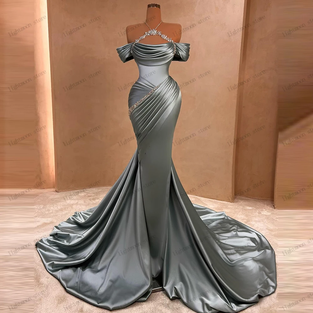 Vintage Evening Dresses Satin Prom Dress Beading Appliques Sleeveless Backless Robes Glamorous Vestidos De Gala Customized 2025
