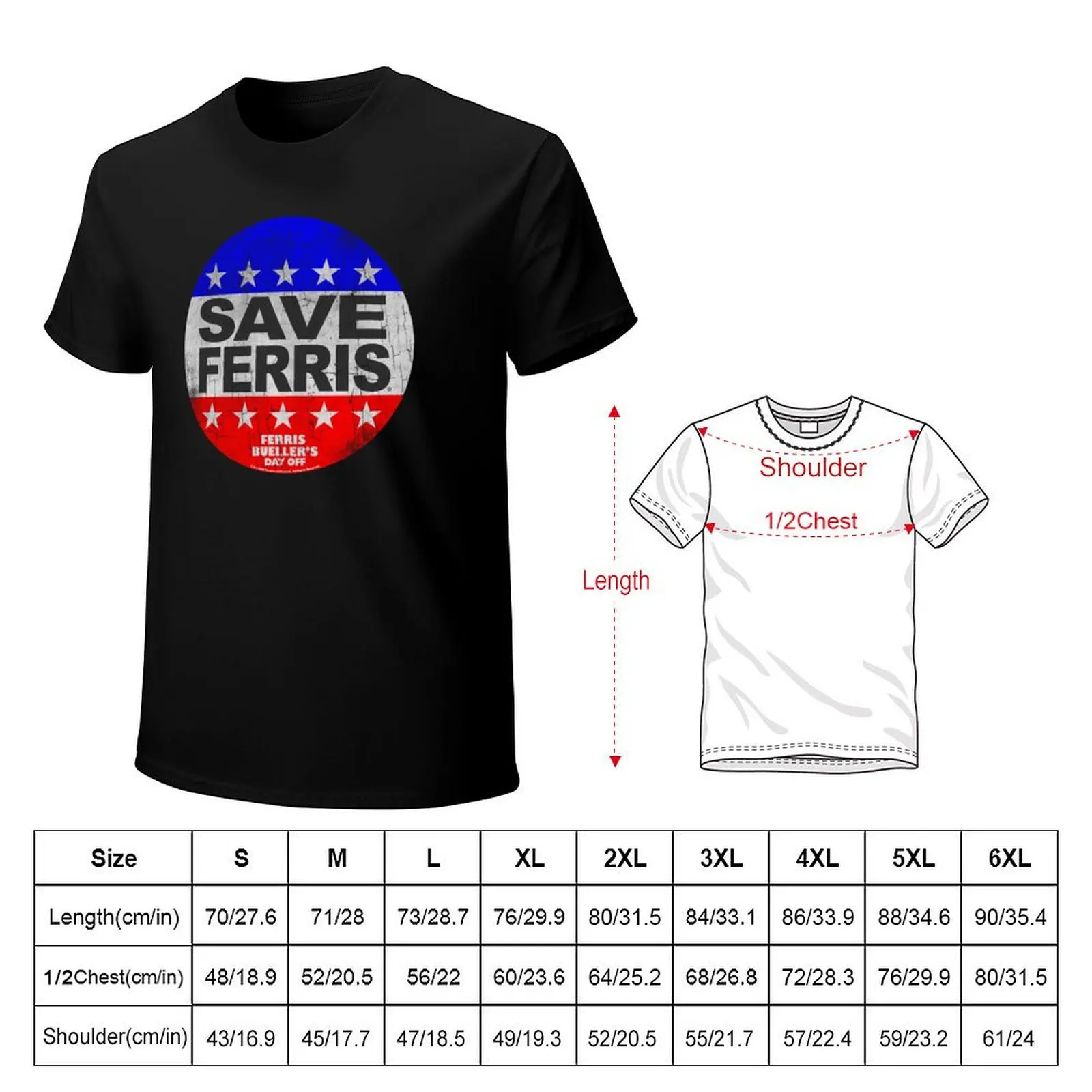 Ferris Bueller Save Ferris American Flag Election Button T-Shirt Work Comfort T-Shirt for Men