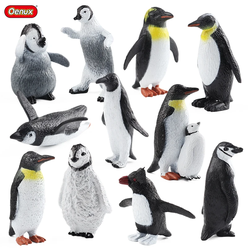 Oenux-Simulação animal do pólo sul para crianças, pinguim do bebê, ciclo de crescimento, figuras de ação, estatueta modelo, animais fofos, brinquedo educativo, oceano