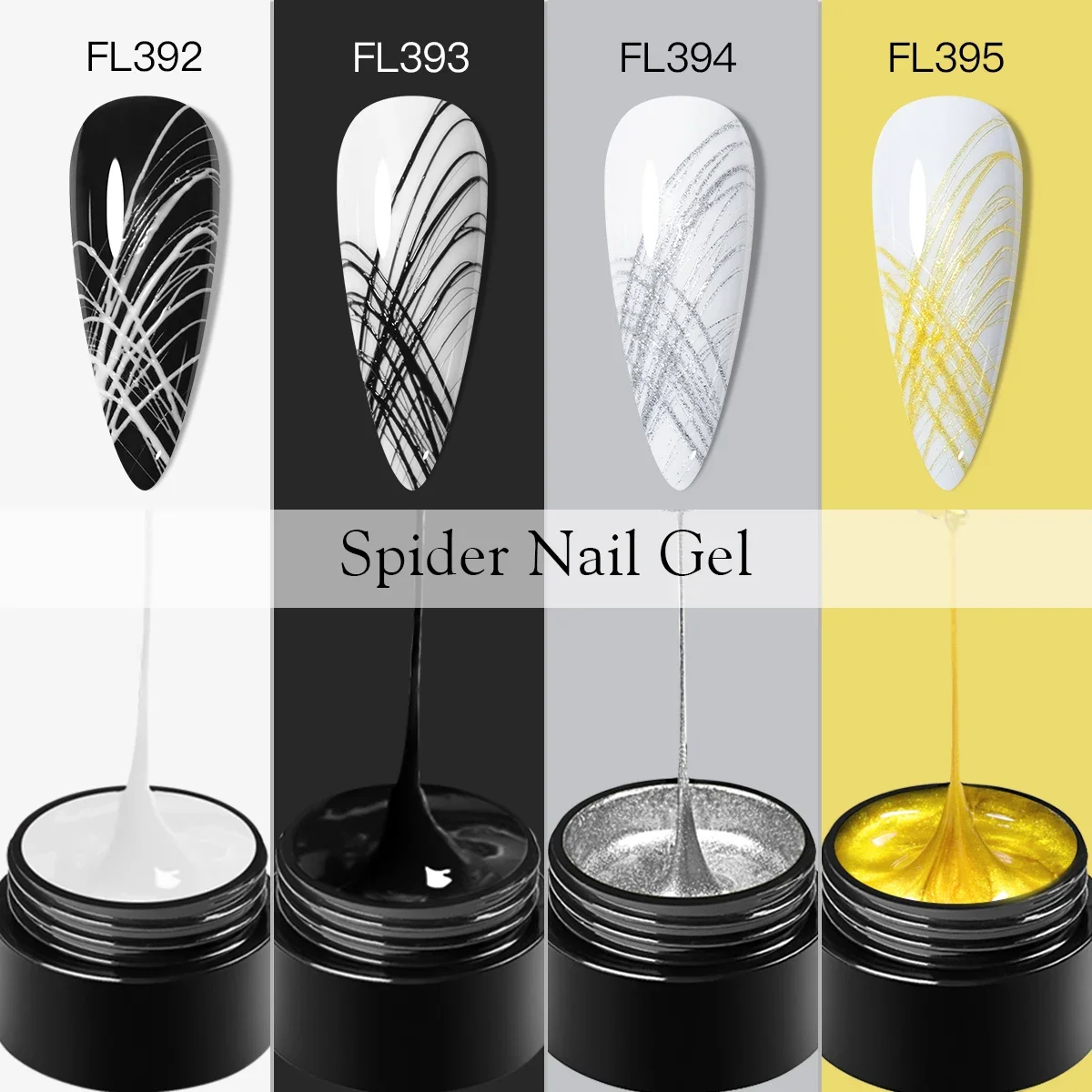 Zestaw żelowych lakierów do paznokci 2/4 szt. Biały Czarny Srebrny Rysunek Pająka Żel do Malowania UV Kontur Lakier Żelowy Paznokcie Artystyczne Manicure Akcesoria do Paznokci