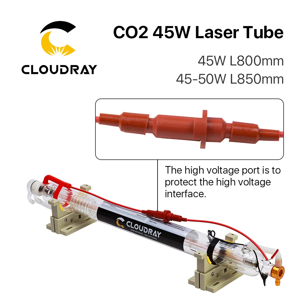 Imagem -03 - Lâmpada de Vidro 4550w do Laser para a Máquina de Corte da Gravura do Laser do Co2 Cloudray Tubo de Vidro do Laser do Co2 Dia.50 mm 55 mm 800 mm 850 mm