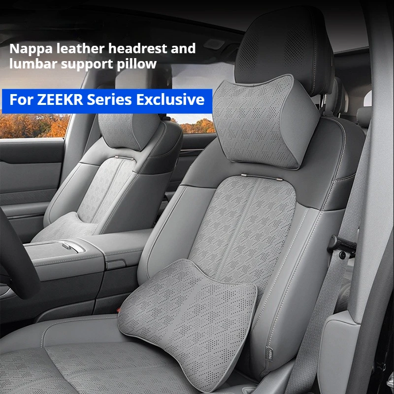 

For Zeekr 7X 009 007 MIXNappa Leather Car Neck Support Pillow with Memory Foam Lumbar Support Cushion Car Interior Accessories