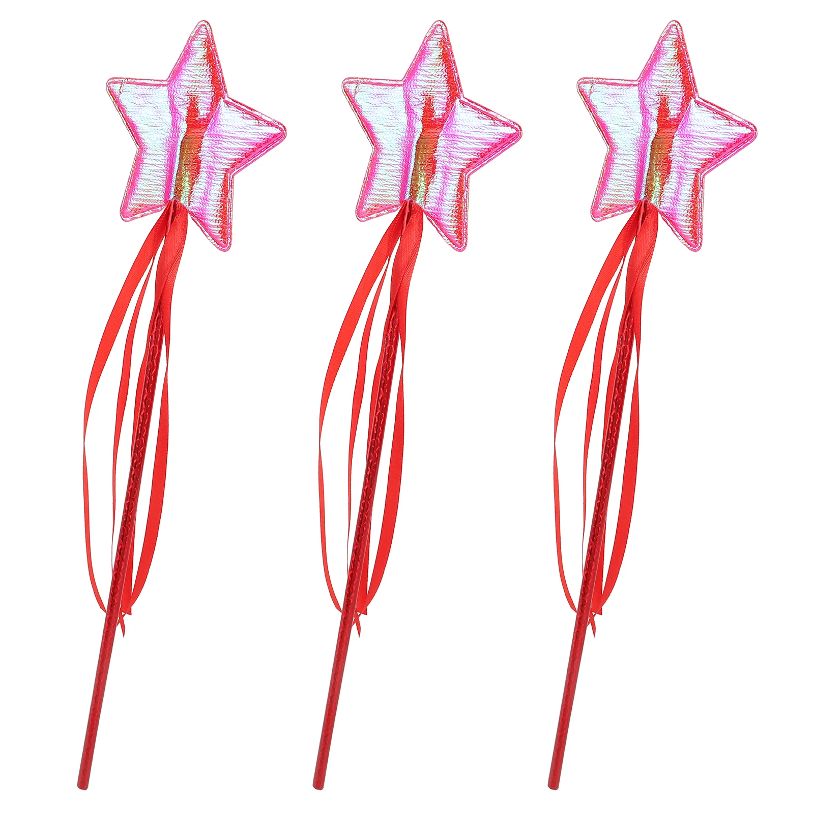 

3pcs Children Stick Five-Pointed Star Party Supplies Kids Wand Girl Fairy Stick for Masquerade Show (Red)