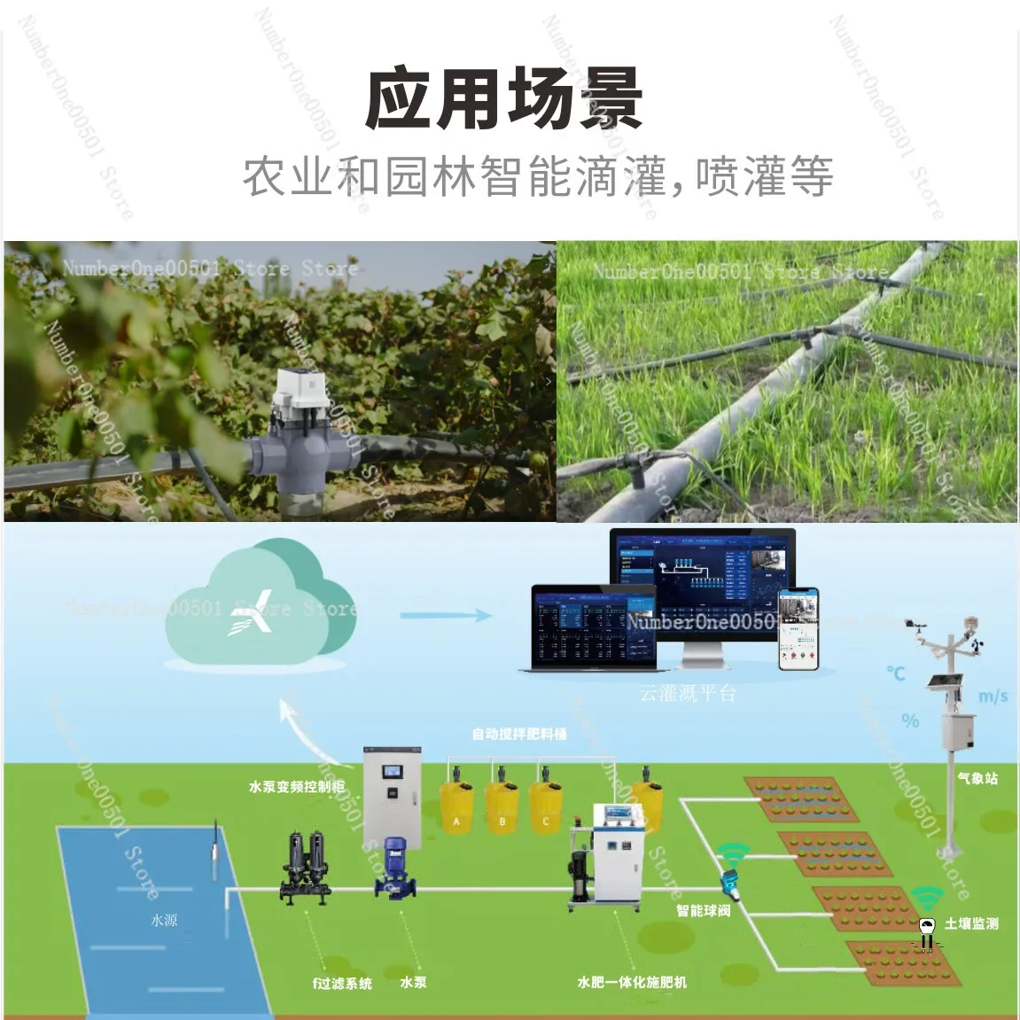 Solar 4G/LoRa Smart Irrigation Valve DN90 PVC Tee Ball Valve Automatic Agriculture Watering System -095