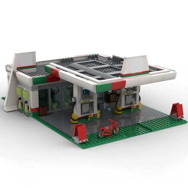 673pcs MOC City Traffic Octan Gas Station Model Building Blocks Christmas Gifts Art Assemble Education DIY Brick Birthday 3D
