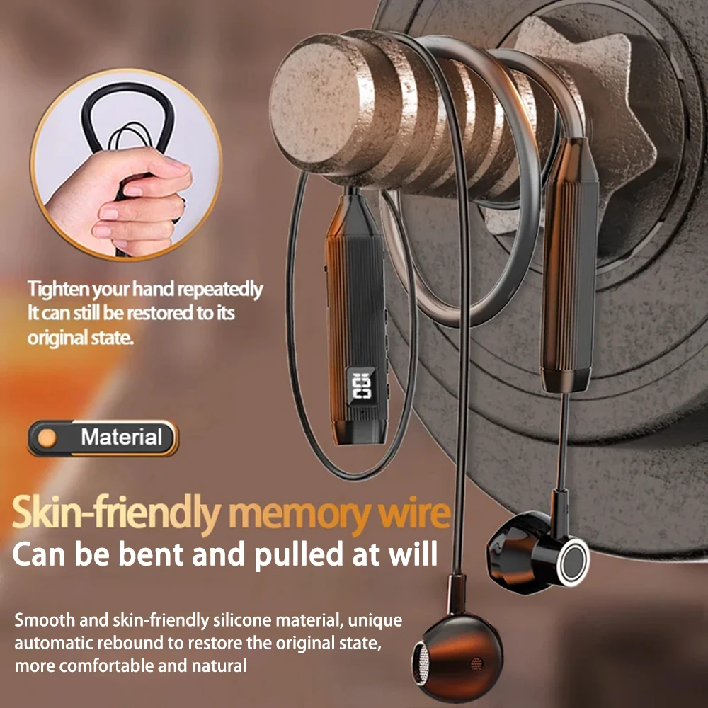 TWS Super Power Wireless Headphones Bluetooth Earphones Neckband Magnetic Earbuds LED Display Sports Headset Stereo With Mic image 3