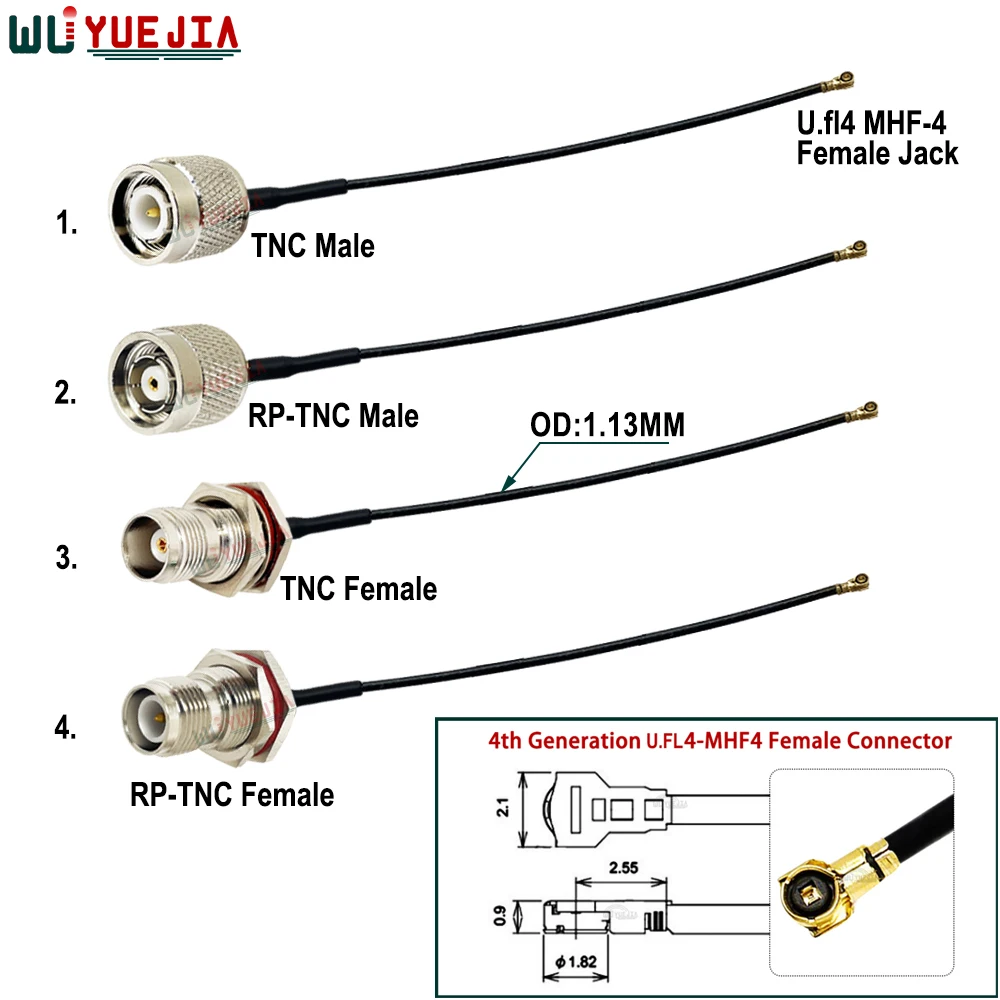 

RF1.13 Косичка провода L12 TNC штекер к гнезду U.F.L-4 MHF4 Разъем 50 Ом РЧ-коаксиальный кабель Удлинительная перемычка для антенны Wi-Fi