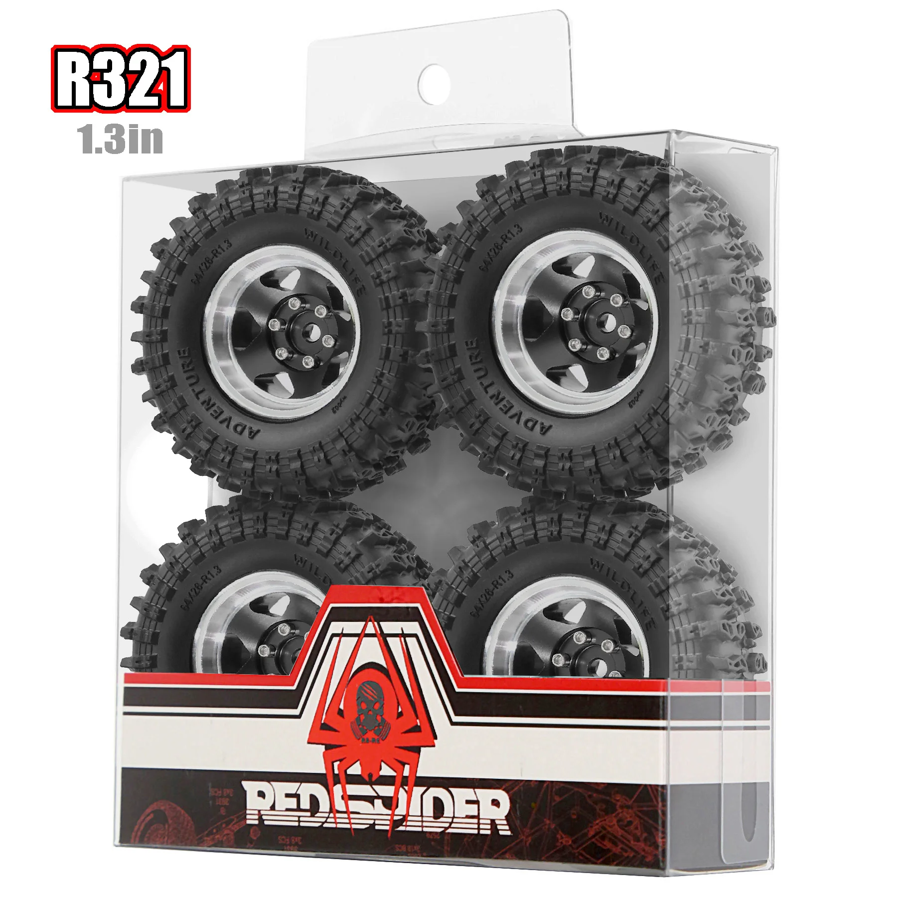 Roues et pneus Beadlock de 1.3 pouces pour voiture sur chenilles 1/18 TRX4M FCX18,1/24 Axai1 SCX24 FCX24 RC, 4 pièces