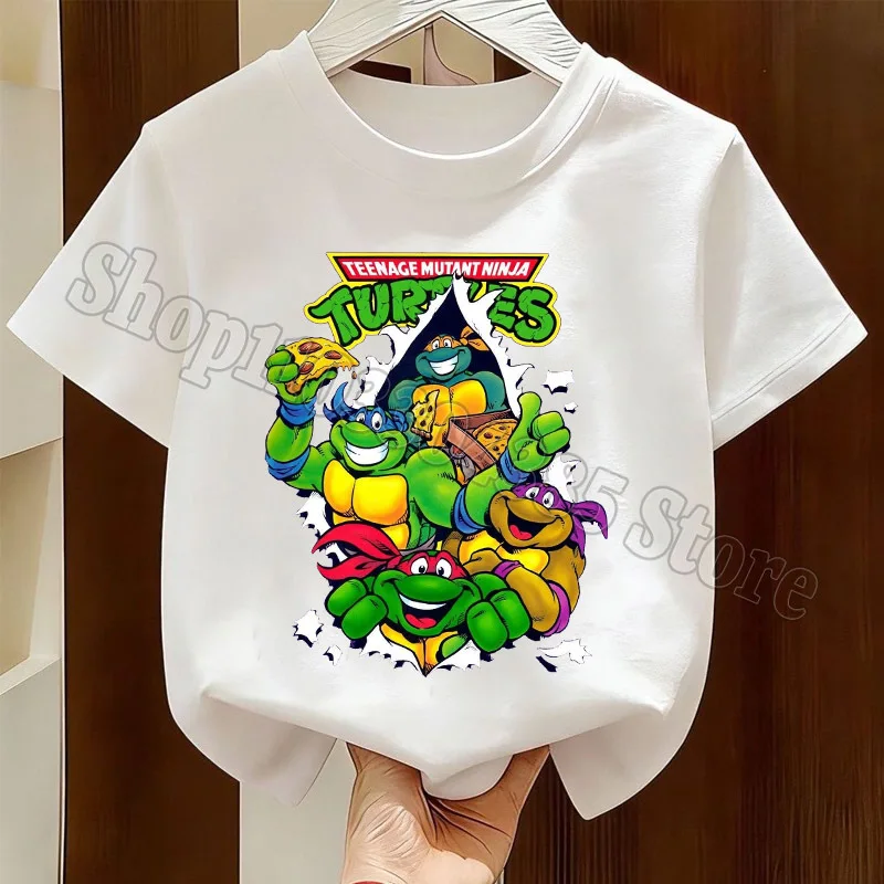 Teenage Mutant Ninjas Turtles T-shirt Kids Anime Cotton Tees Boy Summer Tops Fashion Short Sleeve Children Clothes Birthday Gift - view 4