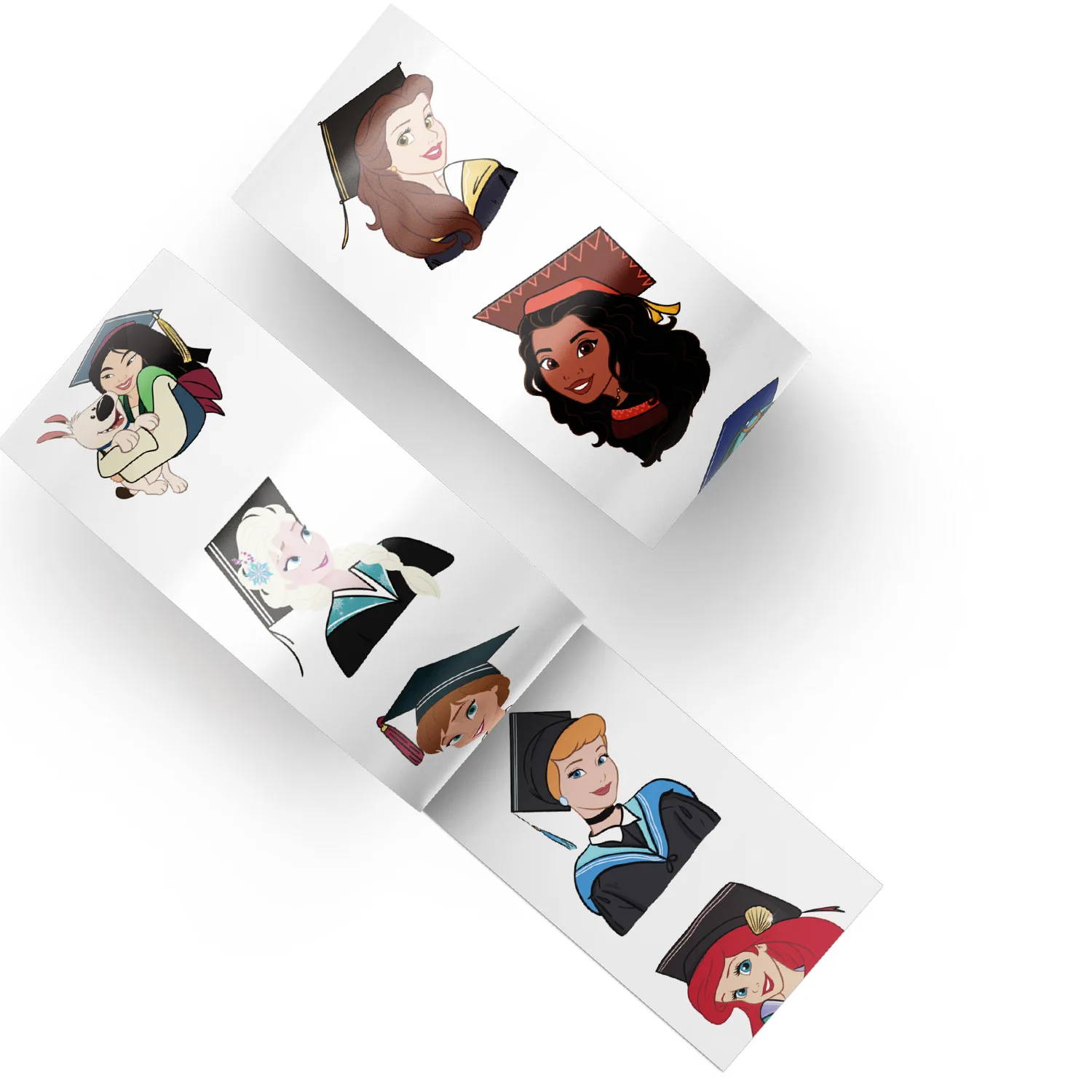 500 Piezas/Rollo de Pegatinas de Sellado de la Temporada de Graduación de las Princesas de Disney, Rollo de Calcomanías Creativas de Dibujos Animados para Decorar Equipaje, Teléfonos, Guitarras y Juguetes para Niños