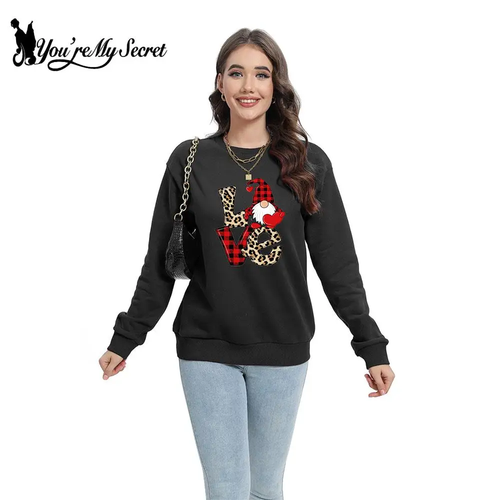 

[You're My Secret] Christmas Holiday Party Hoodies Women Casual Santa Claus Letter Printing Pullover Winter Warm Hoody Clothes