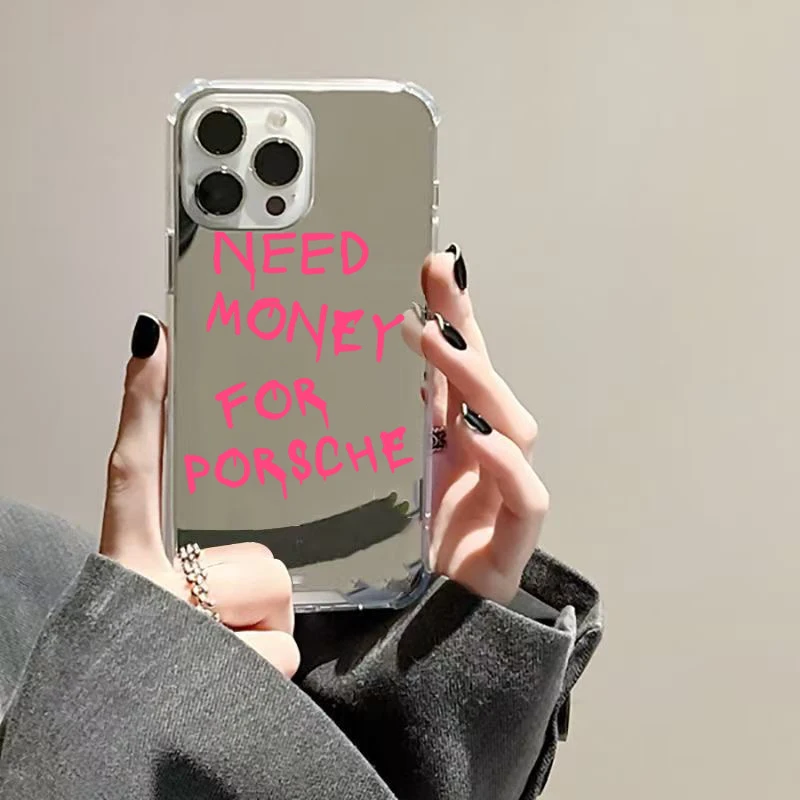 Funda acrílica de espejo con grafitis y personajes para iPhone 17 16 11 12 13 14 15 Pro Max XS X XR 7 8 Plus, a prueba de golpes 3
