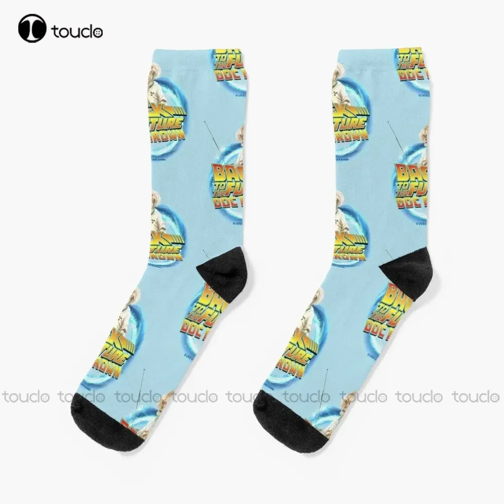 Back To The Future Movie. Doc Brown In Time Socks Christmas Socks 360° Digital Print Christmas Gift Street Skateboard Socks