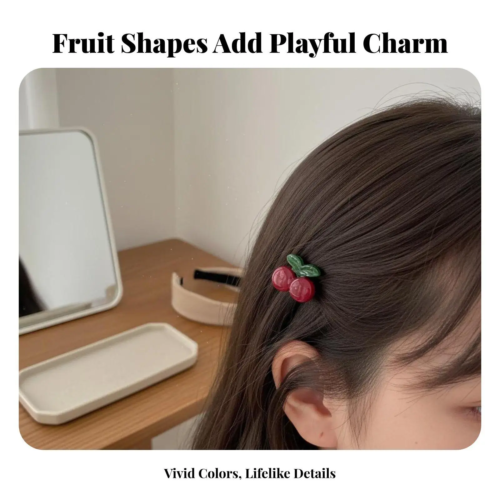 Adorable Fruit Pattern Industrial Hair Clip for Girls Acetate Hair Claw for Flyaways Temple Tresses Lightweight Compact for All