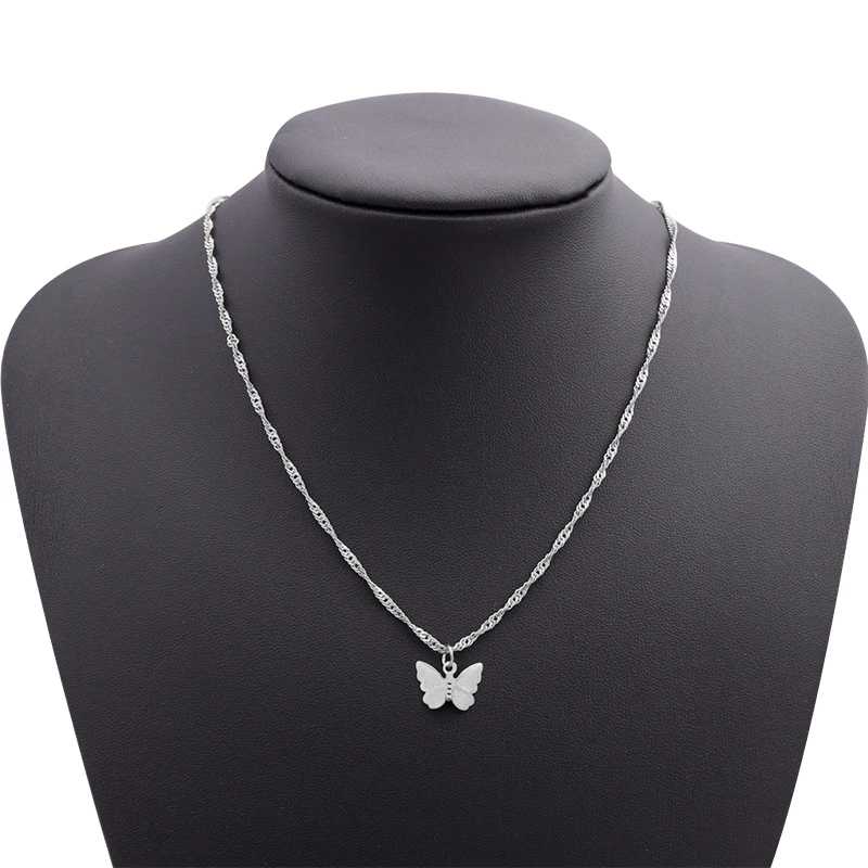 Aihua Mode Gold Silber Farbe Schmetterling Halskette Einfache Schmetterling Form Anhänger Halsband Geburtstag Party Geschenk Frauen Schmuck – Detail 6