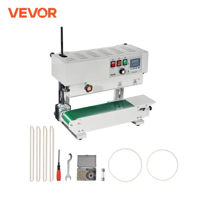 VEVOR Vertical Band Sealer 6-12 mm Seal Width Continuous Bag Band Sealing Machine for 0.02-0.8 mm Plastic Bags Films Packing