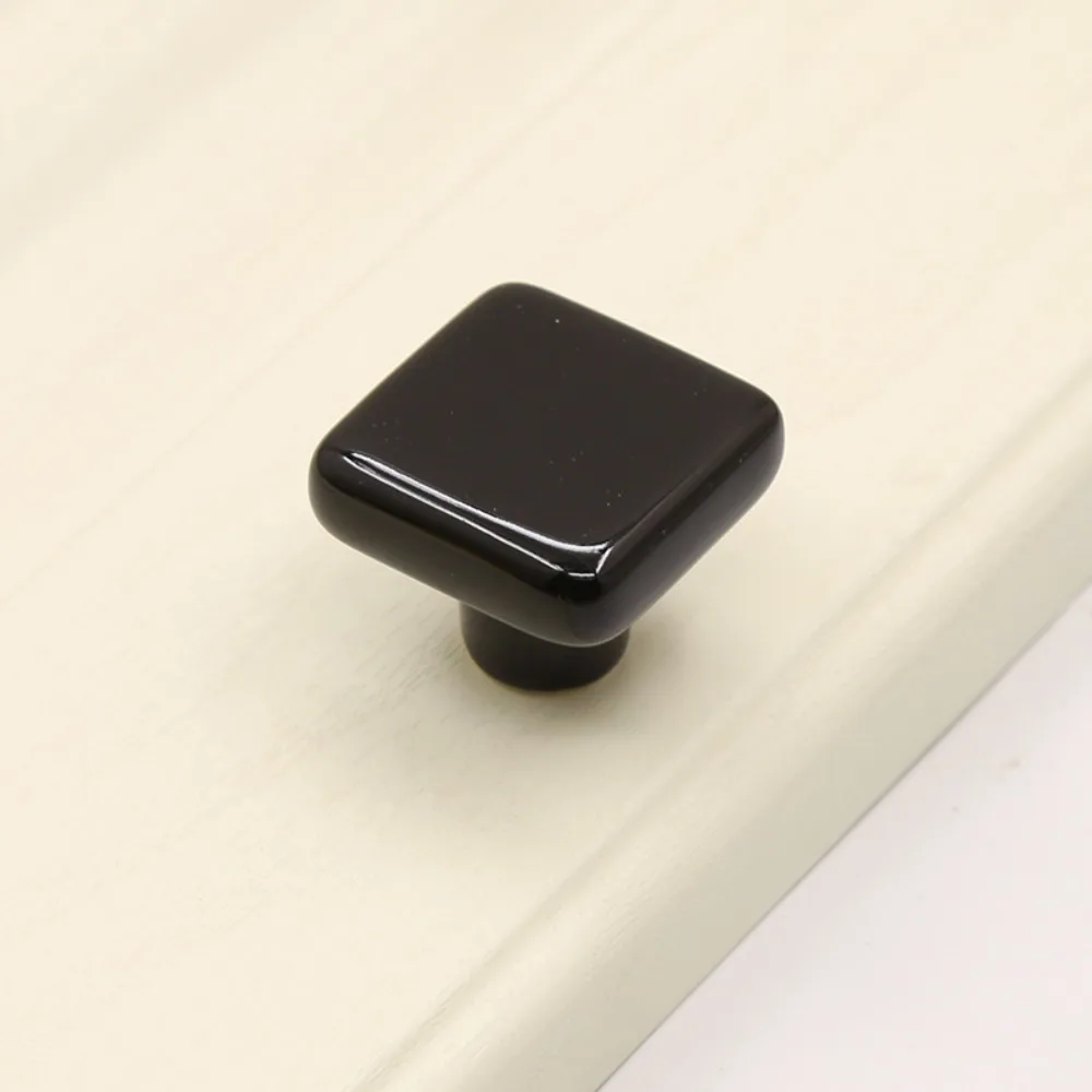 Simplicidade único furo colorido botão de cerâmica puxar alças maçaneta da porta cerâmica quadrado moderno gaveta botões crianças